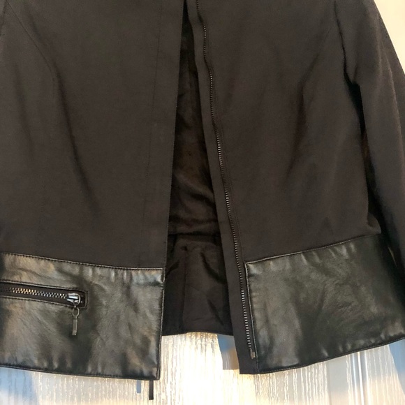 Laundry by Shelli Segal LAMB LEATHER waist cotton spandex tapered cropped jacket - Picture 11 of 13